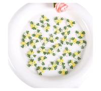 Parche Bordado 50 Uds. Parches de encaje florales bordados rojo verde azul suministros costura reparación 2CM ancho(Yellow)