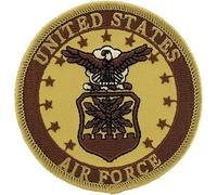 Parche bordado circular de la Fuerza Aérea de los Estados Unidos, con adhesivo termoadhesivo (arena/desierto)