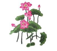 Parche bordado con apliques florales, Parche bordado de flor loto for coser apliques for ropa Multicolor 36x31cm 1 Uds(Rose Pink)