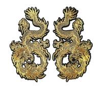 Parche bordado con apliques florales, Parches bordados de dragones dorados, 2 uds., 16x29cm, for coser y planchar, accesorios ropa