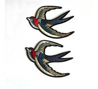 Parche bordado con apliques florales, Parches bordados, paquete de 2, 11x16 cm, tela golondrina retro, apliques for planchar(Right)