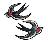 Parche bordado con apliques florales, Parches bordados, paquete de 2, 11x16 cm, tela golondrina retro, apliques for planchar(1 Set-1Pair)