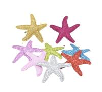 Parche bordado con apliques florales, Parches con apliques bordados, estrella de mar multicolor 60x50 mm, paquete 16(Blue)