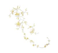 Parche bordado con apliques florales, Parches termoadhesivos, bordado de flores pensamiento floral, 51x17cm, multicolor, 1 Uds(White Gold 01)