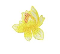 Parche bordado con apliques florales, Parches termoadhesivos bordados con loto for ropa, paquete de 1(Flower Patch02)
