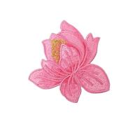 Parche bordado con apliques florales, Parches termoadhesivos bordados con loto for ropa, paquete de 1(Flower Patch01)