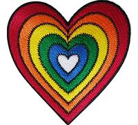 Parche bordado con diseño de corazón arcoíris para planchar o coser