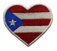 Parche bordado con la bandera del corazón - Aplique de emblema nacional termoadhesivo - Parche militar táctico para chaquetas, mochilas, sombreros Puerto Rico - 6,5 x 7 cm