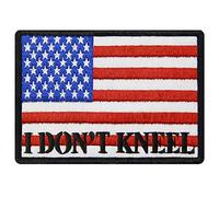 Parche bordado con la bandera táctica de Estados Unidos con el texto en inglés "I Don't Kneel for The Anthem"