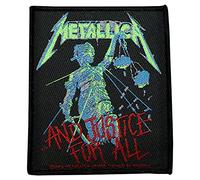 Parche bordado con lema "And Justice For All", Metallica, 8,5 x 10 cm