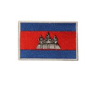 Parche bordado con logotipo de la bandera de Camboya, parche para planchar o coser
