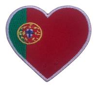 Parche bordado de bandera de Portugal con corazón - Aplique de emblema nacional termoadhesivo - Parche militar táctico para chaquetas, mochilas, sombreros - 6,5 x 7 cm