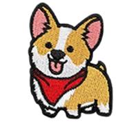 Parche bordado de corgi/perro salchicha/husky para ropa, parches termoadhesivos para ropa (E) bonito procesamiento