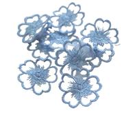 Parche bordado de encaje, 10 piezas, parches flores for ropa, apliques, decoración vestidos(Blue)