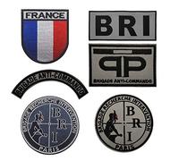 Parche bordado de la unidad antiterrorista de Francia París BRI - Emblema táctico militar moral divertidos parches con cierre de gancho y bucle en la parte trasera (f)