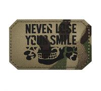 Parche bordado de pirata militar tácticamente luminoso, aplique de moral con gancho y bucle, parches de pirata Never Lose Your Smile, parche de calavera horrible para ropa, mochila, sombrero (estilo 1