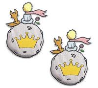 Parche Bordado Del Principito (2 Unidades) - 8,7 × 11 cm (3,4 × 4,3 Pulgadas) - Insignia Termoadhesiva for Chaquetas, Bolsos Y Sombreros - Aplique De Costura Con Motivos De Libros Vintage