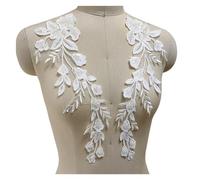Parche Bordado Espejo de encaje con cuentas 3D en blanco roto, hecho a mano, for vestidos de novia, tocados, telas decorativas y accesorios de encaje.