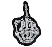 Parche Bordado Fuck You Mano Esqueleto 14x22 cm. Termoadhesivo para Chalecos y Chaquetas Biker para Clubs Moteros