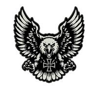 Parche bordado "Gran águila" con Cruz de Malta - Parche Biker Extra Large 30 x 26 cm - Termoadhesivo o para coser para chalecos de moto, chaquetas, vaqueros y accesorios, para motociclistas | DIY