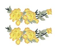 Parche bordado para coser en flores de algodón, accesorios de ropa únicos para el medio ambiente, para chalecos y sombreros (Amarilla)