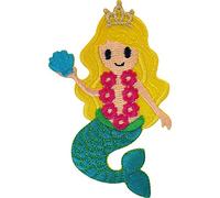 Parche bordado para planchar con diseño de sirena, para coser y coser en la ropa de niñas