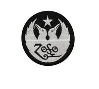 Parche bordado para planchar con diseño de zoso de Led Zeppelin, color negro y plateado
