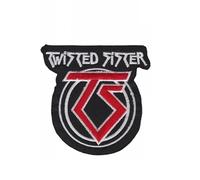 Parche bordado para planchar con texto en inglés "Twisted Sister", color rojo