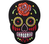 Parche bordado para planchar o coser con diseño de calavera, color negro