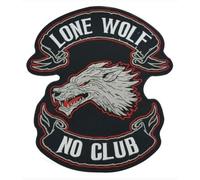 Parche bordado para planchar o coser, Lone Wolf, No Club, XXL, parche de motorista, para decoración, manualidades, etc.