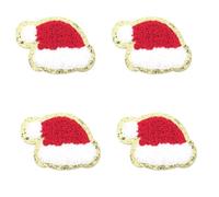 Parche Bordado Phnom Penh-bordado for toalla, emblema navideño, accesorios de ropa, insignia, pegatina bordada, parches termoadhesivos, 4 Uds(Christmas hat)