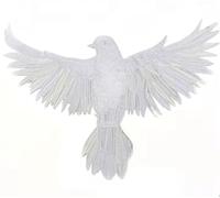 Parche bordado termoadhesivo para planchar o coser, diseño de águila grande, color blanco