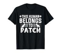 Parche con Nombre de Perro Personalizable para Regalo con Texto en inglés This Human Belongs Camiseta