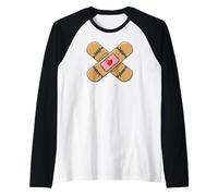 Parche Corazón Vendaje Crecimiento Emocional Curación Arte Mended Camiseta Manga Raglan