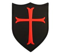 Parche Cruz de PVC de los Cruzados,Parche PVC para Mochilas,Gorra,Parche de Caballeros Templarios,Parche Devgru (Rojo y Negro) parches mochila militar hook