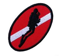 Parche de bandera de buceo, 1 paquete de insignia bordada para planchar para bolsa de equipo de buceo, rojo, 7 x 4,5 cm, parche funcional impermeable resistente al agua de mar para buceadores viajes