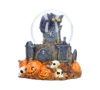 Parche de calabaza para Halloween, gato, globo de nieve con efecto de hoja, 15,4 cm