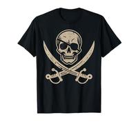 Parche de Calavera Pirata, Espadas Cruzadas, Vintage, Hombres, Mujeres y niños Camiseta