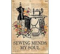 Parche de costura My Soul Vintage Poster, parche de costura vintage My Soul, decoración de hogar de costura vintage, póster de máquina de coser, letrero de metal vintage para interiores y exteriores