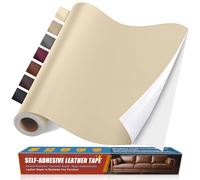 Parche de Cuero Adhesivo Beige, 40x100cm Cuero Adhesivo para Tapizar, Polipiel Adhesiva para Tapizar, Sofá, Asiento de Coche, Bolso, Chaqueta