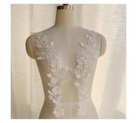 Parche de Encaje Bordado con Flores Parche bordado de cuentas. Vestido novia con flor espejo blanco roto. Accesorios costura DIY. Decoración nupcial