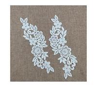 Parche de Encaje Bordado con Flores Tela de encaje blanco y negro con motivos florales, apliques, bordados, parches, vestidos, blusas, ropa, adornos(Color4)