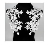 Parche de Encaje Bordado con Flores Tela de encaje blanco y negro con motivos florales, apliques, bordados, parches, vestidos, blusas, ropa, adornos(Color2)