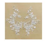 Parche de Encaje Bordado con Flores Tela de encaje rayón negro, velo novia con flores espejo, ropa infantil, accesorios costura for apliques, 10 piezas, 5 pares(Off white)