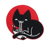 Parche de gato adicto a la pasta para planchar | Parches para gatos, diseño de gato japonés, parche solar japonés, parche para planchar sobre el sol, divertido parche de animales Finally Home