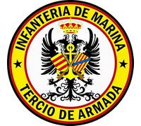 Parche de Infantería de Marina Tercio de Armada Redondo 7,6 cm diámetro Tela Impresa sublimado Borde Hilo Negro y tela de gancho Macho Trasero - 1 Unidad