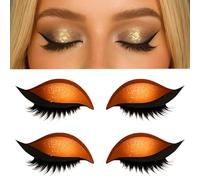 Parche de Maquillaje 3 en 1 para Ojos - Sombras de Ojos, Delineador y Pestañas en un Solo Paso | Adhesivos Reutilizables Lazy Eye Shadow para Todos los Tipos de Ojos(Orange)