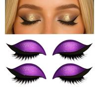 Parche de Maquillaje 3 en 1 para Ojos - Sombras de Ojos, Delineador y Pestañas en un Solo Paso | Adhesivos Reutilizables Lazy Eye Shadow para Todos los Tipos de Ojos(Purple)