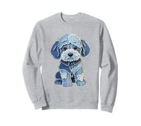 Parche de mezclilla divertido retro con estampado de perro Sudadera