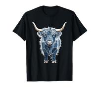 Parche de Mezclilla Retro de Vaca de Las Tierras Altas artístico Camiseta